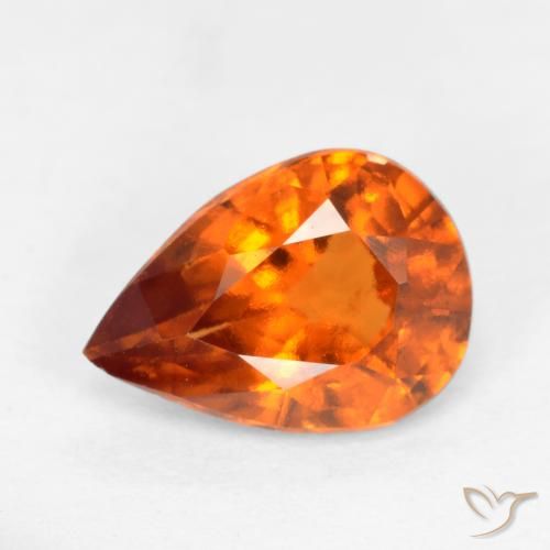 1.17ct Natural Naranja oscuro medio granate hessonita, En forma de pera, VS-SI