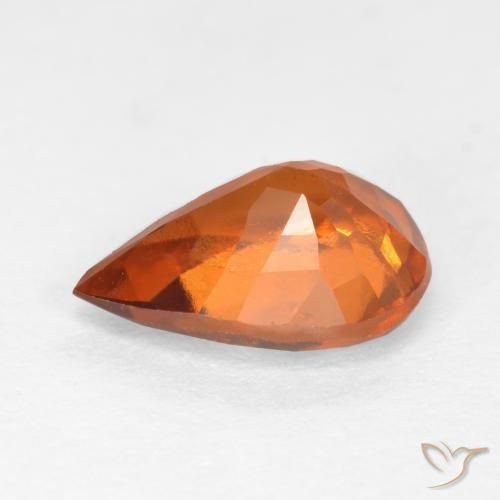granate hessonita Naranja oscuro medio natural de 1.17 ct, En forma de pera, VS-SI