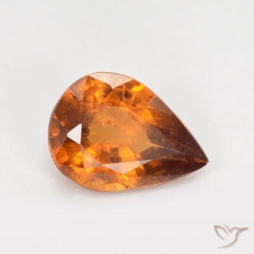 granate hessonita Naranja oscuro natural de 1.17 ct, En forma de pera, VS-SI
