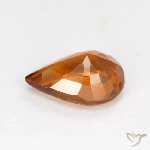 granate hessonita Naranja oscuro medio natural de 1.14 ct, En forma de pera, VS-SI