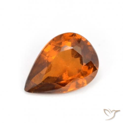 1.15ct Natural Naranja oscuro medio granate hessonita, En forma de pera, VS-SI