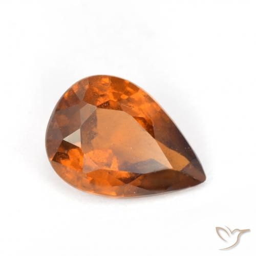 granate hessonita Naranja oscuro medio natural de 1.15 ct, En forma de pera, VS-SI