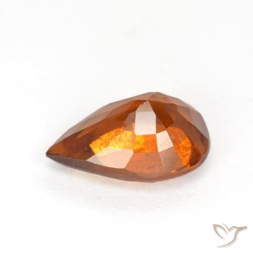 granate hessonita Naranja oscuro medio natural de 1.15 ct, En forma de pera, VS-SI