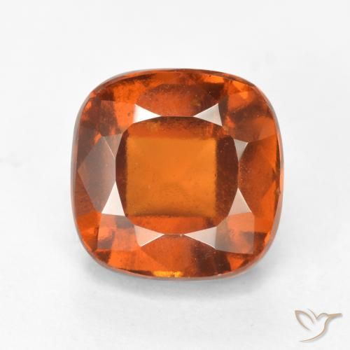 2.50ct Natural Naranja oscuro Granate Hessonita, Forma Cojín, VS