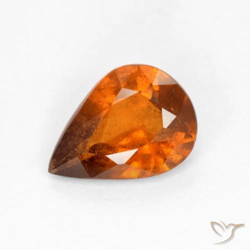 1.11ct Natural Naranja oscuro medio granate hessonita, En forma de pera, SI