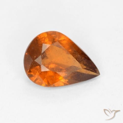 granate hessonita Naranja oscuro medio natural de 1.11 ct, En forma de pera, SI