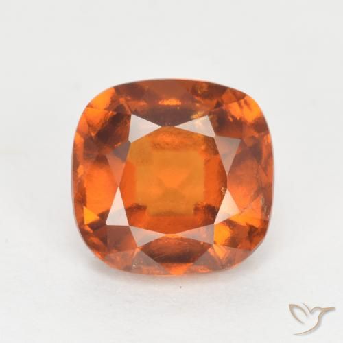 2.00ct Natural Naranja oscuro granate hessonita, Forma Cojín, VS-SI