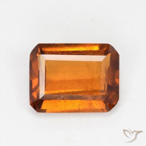 1.45ct Natural Naranja oscuro granate hessonita, corte esmeralda, SI