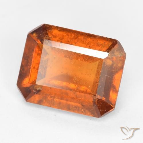1.82ct Natural Naranja oscuro granate hessonita, corte esmeralda, SI