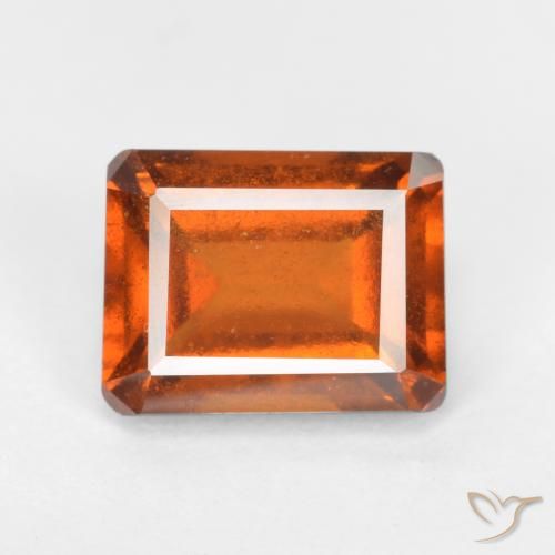 2.14ct Natural Naranja oscuro medio granate hessonita, corte esmeralda, SI