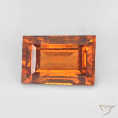 granate hessonita Naranja oscuro natural de 1.32 ct, Corte Baguette, SI