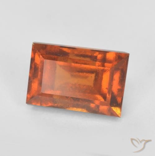 1.55ct Natural Naranja oscuro medio granate hessonita, Corte Baguette, VS