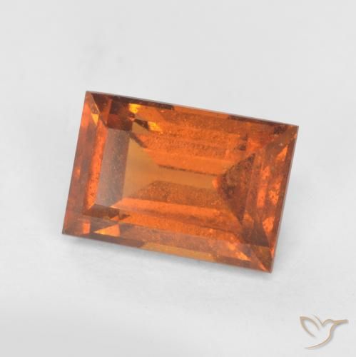 granate hessonita Naranja oscuro natural de 1.21 ct, Corte Baguette, SI
