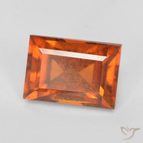 1.56ct Natural Naranja oscuro medio granate hessonita, Corte Baguette, VS
