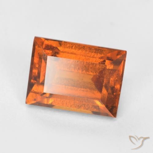 1.50ct Natural Naranja oscuro granate hessonita, Corte Baguette, VS
