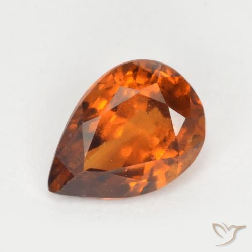 granate hessonita Naranja oscuro natural de 1.19 ct, En forma de pera, VS