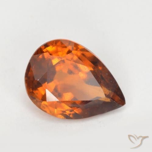 granate hessonita Naranja oscuro natural de 1.19 ct, En forma de pera, VS