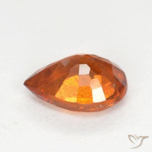 granate hessonita Naranja medio natural de 1.17 ct, En forma de pera, VS-SI