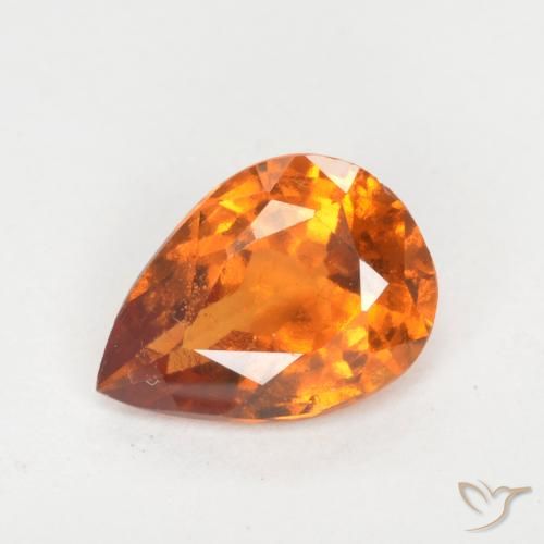0.93ct Natural Naranja oscuro granate hessonita, En forma de pera, VS-SI