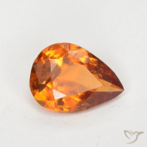 granate hessonita Naranja oscuro natural de 0.93 ct, En forma de pera, VS-SI
