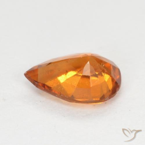 granate hessonita Naranja oscuro natural de 0.93 ct, En forma de pera, VS-SI
