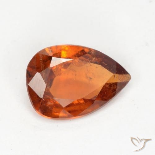 granate hessonita Naranja rojizo natural de 0.93 ct, En forma de pera, SI