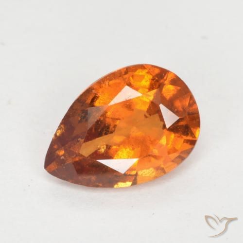 0.98ct Natural Naranja medio granate hessonita, En forma de pera, VS-SI