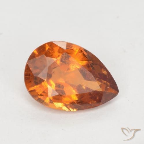 granate hessonita Naranja medio natural de 0.98 ct, En forma de pera, VS-SI