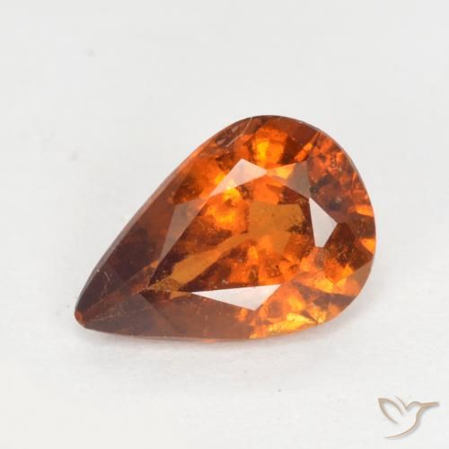 1.01ct Natural Naranja oscuro Granate Hessonita, En forma de pera, VS-SI