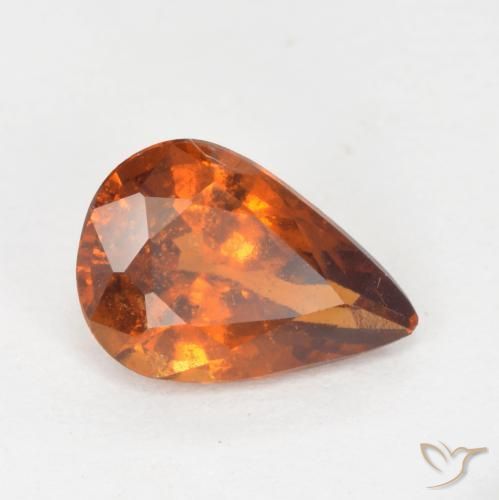 granate hessonita Naranja oscuro natural de 1.01 ct, En forma de pera, VS-SI
