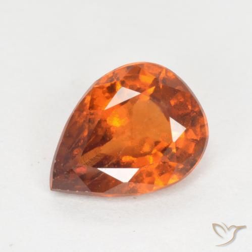1.18ct Natural Naranja oscuro Granate Hessonita, En forma de pera, VS-SI