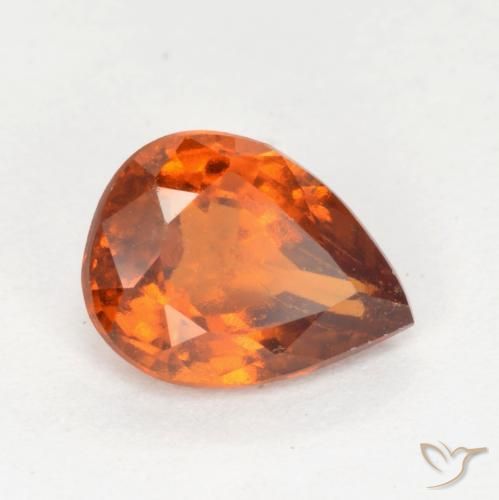 granate hessonita Naranja oscuro natural de 1.18 ct, En forma de pera, VS-SI