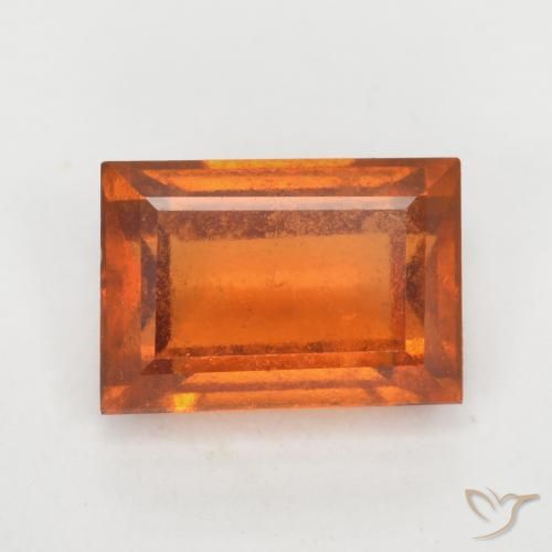 1.24ct Natural Naranja oscuro granate hessonita, Corte Baguette, SI