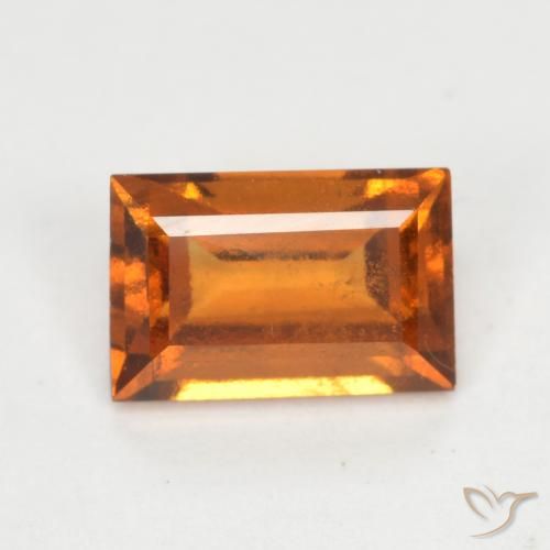 0.95ct Natural Naranja oscuro medio granate hessonita, Corte Baguette, VS-SI