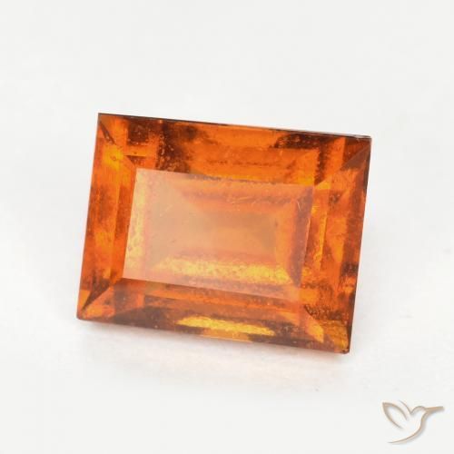 1.36ct Natural Naranja oscuro granate hessonita, Corte Baguette, VS-SI