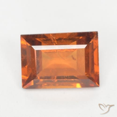 1.33ct Natural Naranja oscuro granate hessonita, Corte Baguette, SI