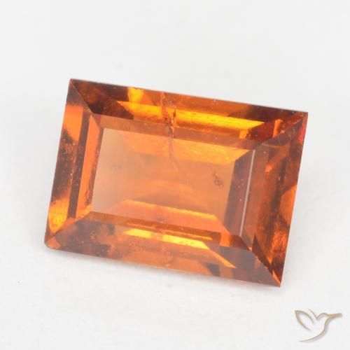 granate hessonita Naranja oscuro natural de 1.33 ct, Corte Baguette, SI