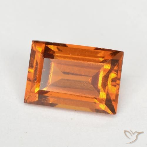 granate hessonita Naranja oscuro medio natural de 1.18 ct, Corte Baguette, VVS-VS