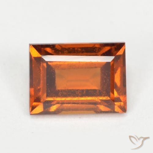 1.27ct Natural Naranja oscuro medio Granate Hessonita, Corte Baguette, VS