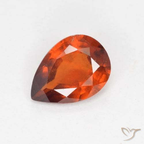 1.01ct Natural Naranja fuego granate hessonita, En forma de pera, VS-SI