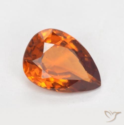 granate hessonita Naranja medio natural de 1.15 ct, En forma de pera, VS