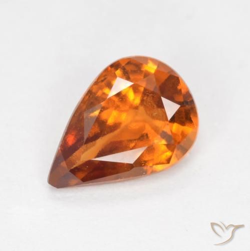 1.06ct Natural Naranja amarillento Granate Hessonita, En forma de pera, VS-SI