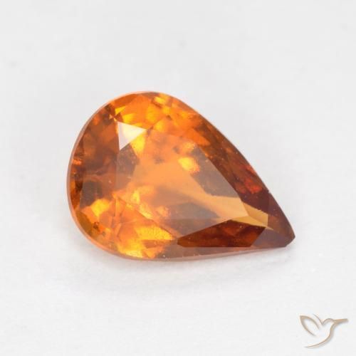 granate hessonita Naranja amarillento natural de 1.06 ct, En forma de pera, VS-SI
