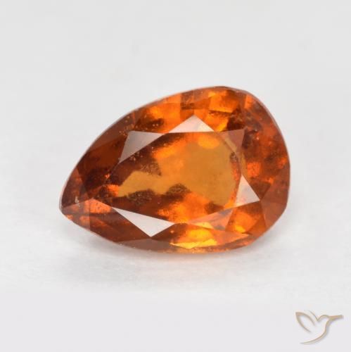 1.20ct Natural Naranja oscuro granate hessonita, En forma de pera, VS-SI