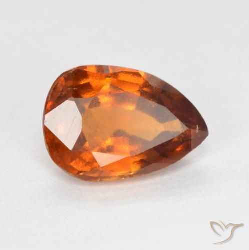 granate hessonita Naranja oscuro natural de 1.20 ct, En forma de pera, VS-SI