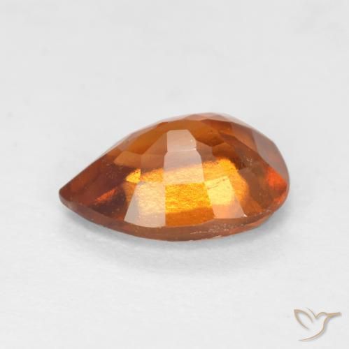 granate hessonita Naranja oscuro natural de 1.20 ct, En forma de pera, VS-SI