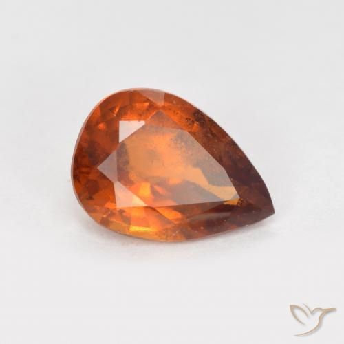 granate hessonita Naranja oscuro medio natural de 1.10 ct, En forma de pera, VS-SI