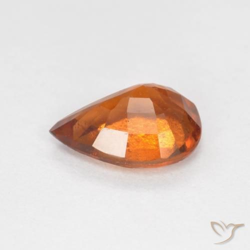 granate hessonita Naranja oscuro medio natural de 1.10 ct, En forma de pera, VS-SI