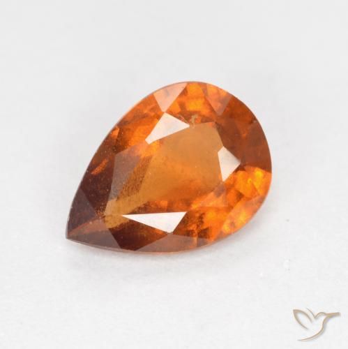0.93ct Natural Naranja oscuro granate hessonita, En forma de pera, VS-SI