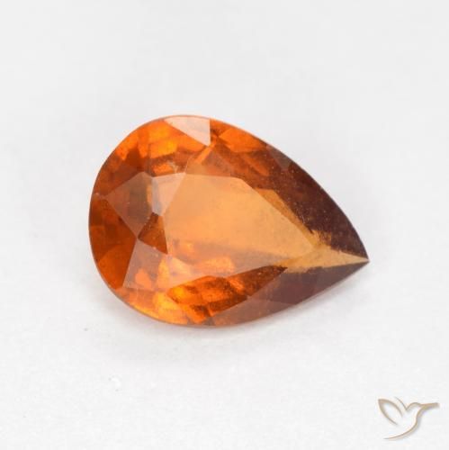 granate hessonita Naranja oscuro natural de 0.93 ct, En forma de pera, VS-SI